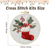 MAZAOTEU Christmas Embroidery Kits for Adults Beginners, Christmas Cross Stitch Kits, Needlepoint Ornament Holiday Embroidery Kit, Adult Crafts for Women DIY Hand Crossstitching Kits (Cat)