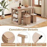 Giantex 5-Pieces Dining Table Set for 4, Kitchen Table Set with Side Storage Shelf, 4 Square Stools, Space-Saving Dining Furniture for Dinner, Dinette, Living Room, Apartment, Restaurant (Natural) Giantex