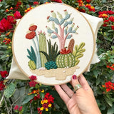 INFUNLY 4pcs Cactus Embroidery Kit Embroidery Starter Kits Cactus Cross Stitch Kits for Adults Stamped Embroidery Set with Patterns Embroidery Kit for Beginners Instruction Included