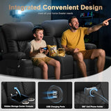 DG PEAFOWL Recliner Sofa Set, Loveseat Recliner Couch and 2 PCS Recliner Chair with Heat & Massage, Home Theater Seating with Console, Drawer, USB Ports & Phone Holders, Reclining Loveseat for Theater