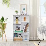 VECELO 5 Cube Modern Bookcases, 3 Tier Bookshelves, 31 Inch High Cubby Storage Organizer, Shelf Hight Up to 12.8 Inches Suit for Most Books, Vertical or Horizontal Use Available,Pearl White VECELO