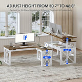 FLEXISPOT L-Shaped Executive Electric Standing Desk, 55"x48" Wood Farmhouse Home Office Height Adjustable Corner Desk with Drawer (3 Packages) FLEXISPOT