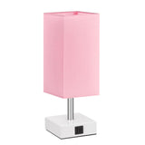 Ambimall Touch Control Table Lamp with 2 USB Charging Ports, 3 Way Touch Lamps Beside Desk, Nightstand Lamp for Bedrooms Living Room, Pink Shade with White Base, LED Bulb Included(Pink) Ambimall
