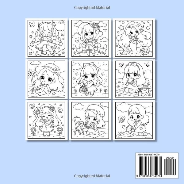 Chibi Girls Bold And Easy Coloring Book: Kawaii Japanese Manga Characters And Cute Anime Art Simple Coloring Page For Kids And Adults