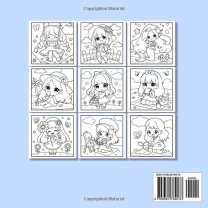 Chibi Girls Bold And Easy Coloring Book: Kawaii Japanese Manga Characters And Cute Anime Art Simple Coloring Page For Kids And Adults