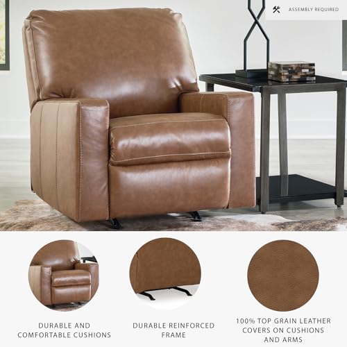 Signature Design by Ashley Bolsena Contemporary Leather Match Manual Rocker Recliner, Dark Brown Signature Design by Ashley