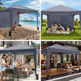 Driftalia 10x10 Pop Up Canopy with Sidewalls, Outdoor Instant Canopy Tent with Carry Bag for Commercial Events, Camping, Backyard Parties - Dark Grey Driftalia