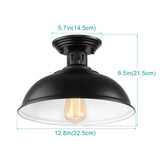 HMVPL Semi Flush Mount Ceiling Light Fixture, Farmhouse Light Fixtures, Black Outdoor Close to Ceiling Light for Porch, Entryway, Hallway, Foyer, and Gazebo HMVPL