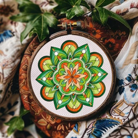 BENECREAT 4 Sheets 12 Pcs Mandala Water Soluble Embroidery Pattern, Stick and Stitch Embroidery Paper Designs, Embroidery Starter Kit for DIY Craft, Sewing Embroidery BENECREAT