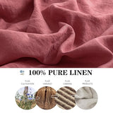 Simple&Opulence 100% French Linen Duvet Cover Set, 3 Pieces Belgian Flax Breathable Bedding, King Size 104''x92'' (1 Comforter Cover+2 Pillowshams) with Tie Closure Style, Red Simple&Opulence