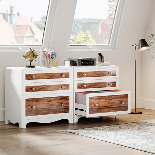 Tribesigns File Cabinet with 3 Drawers, Wood Lateral Filing Cabinet for A4/Letter/Legal Size, Office Storage Cabinet Printer Stand for Home Office Tribesigns