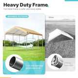 ADVANCE OUTDOOR 10x20 ft Heavy Duty Carport Potable Car Canopy Garage Party Tent Boat Shelter, Adjustable Height from 9.5 ft to 11 ft, Beige ADVANCE OUTDOOR