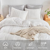 WARMDERN White Boho Duvet Cover Set King Size, Striped Textured Duvet Cover Tufted Bedding Set, 3 Pcs Ultra Soft Washed Microfiber Duvet Cover with Zipper Closure (King, White) WARMDERN