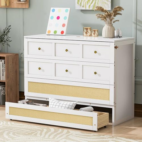 Harper & Bright Designs Cabinet Murphy Bed Full Size with Big Drawer, Solid Pine Wood Foldable Murphy Platform Bed with Slats for Guest Bedroom, Office or Small Room Harper & Bright Designs