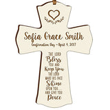 LifeSong Milestones Personalized Baptism 1st Holy Communion Christening Gifts Custom Wall Cross The Lord Bless You and Keep You The Lord Make HIS FACE Shine Upon You (Ivory) LifeSong Milestones