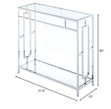 Convenience Concepts Town Square Chrome Glass Hall Table 31.5" - Modern Sofa Table with Storage Shelf, Entryway Table for Living Room, Bedroom, Bathroom, Glass/Chrome Convenience Concepts