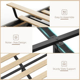Rolanstar Twin Bed Frame with Drawer, Storage Headboard with Charging Station and LED Lights, Upholstered Bed with Heavy Duty Wood Slats, No Box Spring Needed, Noise Free, Easy Assembly, Dark Grey Rolanstar