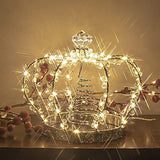 PEIDUO Christmas Jeweled Crown Tree Topper, Light up Tree Topper with 60 Warm White Lights, Large Christmas Topper Unique with Multifunction Controller, Metal Xmas Topper Decorations for Tree, Plug in PEIDUO