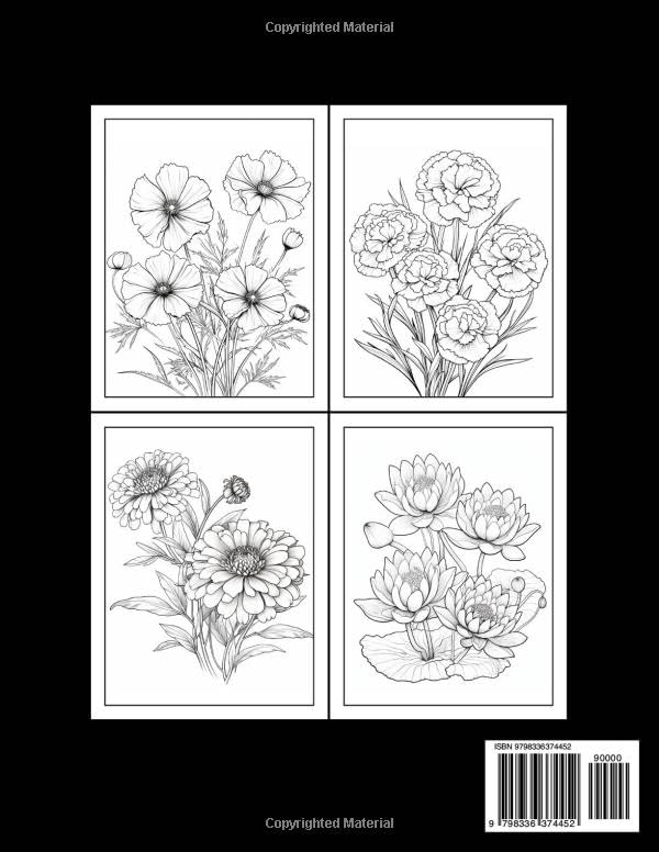 30 Blooming Flowers: A Large Print Adult Coloring Book for Stress Relief and Relaxation: Floral Patterns for a Calming and Creative Escape WoodArtSupply