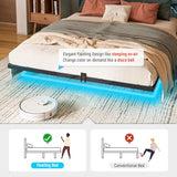 Domus Homeware Floating Full Size Platform Bed Frame with LED Lights & Charging Station - Includes Powered Screwdriver for Assembly, Mattress Fasteners & Corner Pads, Hardened Steel Domus Homeware