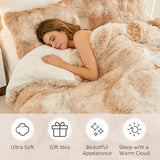 EMME Luxury Khaki Fuzzy Duvet Cover Set Twin Size Fluffy Comforter Cover Set 2 Pieces Shaggy and Plush Soft Bedding Duvet Covers (Tie Dye Khaki, Twin) EMME