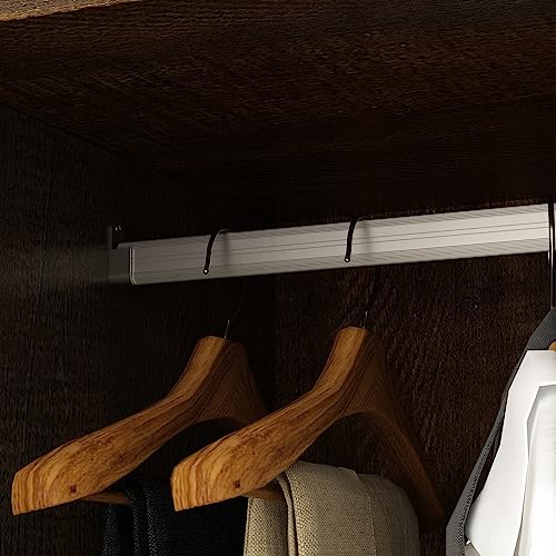 Hitow Wardrobe Armoire with 4 Louvered Doors, Wardrobe Cabinet for Hanging Clothes with 5 Drawers, Bedroom Armoire Dresser Wardrobe Clothes Organizer, Dark Walnut (59.1" W x 19.1" D x 70.5" H) Hitow