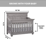 Oxford Baby Westport 4-in-1 Convertible Crib, Dusk Gray, GreenGuard Gold Certified Oxford Baby