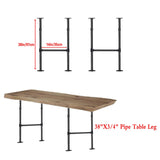 Mdjwjj Industrial Pipe Counter Bar Height Table Leg,Metal Table Legs,Iron Base Legs Coffee Tables, Desks, Nightstand,2Pcs, 38" H × 14" W(Black) Mdjwjj