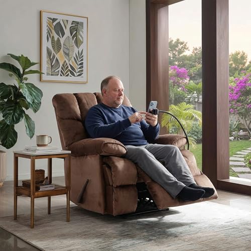 Chizzyseat Manual Adjustable Oversized Recliner Chair with Phone Holder, Extra Large Recliner for Heavy Duty Adults 400lbs, Big Man Recliners for Living Room, Nursery, RV