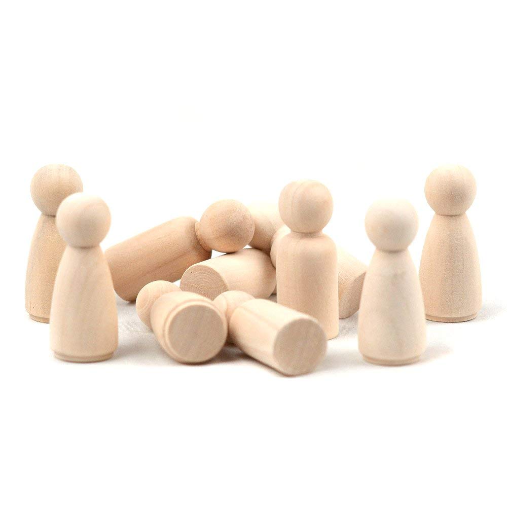 LUUFAN 20Pcs Wooden Peg Doll, 65 mm Unfinished Wooden Female Male Plain Blank Bodies Angel Dolls for DIY Craft Wedding Party (Pack of 20) LUUFAN