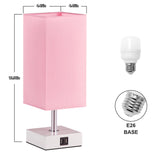 Ambimall Touch Control Table Lamp with 2 USB Charging Ports, 3 Way Touch Lamps Beside Desk, Nightstand Lamp for Bedrooms Living Room, Pink Shade with White Base, LED Bulb Included(Pink) Ambimall