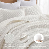 HORIMOTE HOME Cream Quilt Twin Size, Lightweight Quilt for Summer Ultra-Soft Microfiber Modern Style Quilted Clouds Pattern Bedspread Quit Set 2 Pieces (1 Quilt and 1 Pillow Sham) HORIMOTE HOME