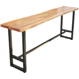 Solid Wood Industrial Bar Counter Table with Live Edge Design – 140cm Rustic Height Pub Table ORNDYDM