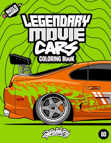 Legendary Movie Cars Coloring Book: Fun automotive adventure with 45 coloring pages for kids & teens Ages 6-18 WoodArtSupply