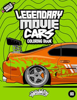 Legendary Movie Cars Coloring Book: Fun automotive adventure with 45 coloring pages for kids & teens Ages 6-18 WoodArtSupply