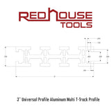 RED HOUSE TOOLS Multi T-Track - 3" Universal T-Track for Woodworking | Anodized Aluminum T Track Fence System | Woodworking Accessories | 24" Fence System (Set of 2) | Orange RED HOUSE TOOLS