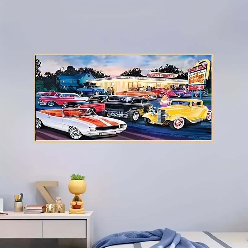 KTHOFCY 5D DIY Diamond Painting Kits for Adults, Retro Car Full Drill Embroidery Cross Stitch Crystal Rhinestone Paintings Pictures Arts Wall Decor Painting Dots Kits 15.7X27.5inch KTHOFCY