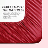 Cobedzy Satin Sheets King Size, 4 Pcs Silky Soft Satin Bed Sheets King Set with Deep Pockets, Extra Smooth & Luxurious Microfiber Sheet for Hair and Skin(Red) Cobedzy