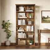 LITTLE TREE 6-Tier Bookcase, 75-Inch Farmhouse Bookshelves and Bookcases, Floor Standing 6 Shelf Wooden Display Storage Shelves Tall Bookcase for Home Office, Living Room, Bed Room, Brown LITTLE TREE