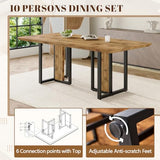 MEMUY Wood Dining Table Set for 10,79" Rustic Wood Kitchen Table and Chairs,10 Seat Dining Table Set with Heavy Duty Legs,Large Dinner Table Set for 10 for Big Family Kitchen Dining Room MEMUY
