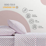 SLEEP ZONE Kids Printed Twin Bed Sheets Set 3-Piece - Super Soft & Cute Kids Sheet Set with Flat Sheet, Fitted Sheet, Pillowcase (Twin, Little Bouquet Red) SLEEP ZONE