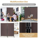 Giantex 3 Panel Room Divider, 6 FT Folding Privacy Screen, Wall Partition for Room Separation, Folding Divider for Home Office, Living Room, Brown Giantex