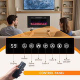 Ariiles 36 Inch Electric Fireplace Insert, Electric Fireplace Wall Mounted with Remote & Timer, Low Noise Heater Fireplaces for Living Room, Modern Recessed Fireplaces Decor Ariiles