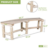 Kdgarden Outdoor Wooden Curved Backless Porch Bench Rustic Style Cedar/Fir Wood Log Fire Pit Bench for Patio Garden Deck and Backyard, 40"-55" W×14" D×16.5" H, Natural Finish Kdgarden