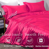 Famanti Bedding Luxury Satin Duvet Cover - Soft Satin Queen Set, 3 Pcs Luxury Silky Sheets, Silk-Like Smooth and Wrinkle Resistant,Queen Size, Zipper Closure, Women's Gift (Hot Pink, King 104”×90“) Famanti