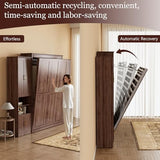 BEQAI Queen Murphy Bed with Storage Cabinets & 6 Adjustable Shelves, Foldable Space-Saving Queen Wood Wall Bedframe with USB Charging Port, Hidden Bedframe for Guest Room, Study, Home, Bedroom, Walnut BEQAI