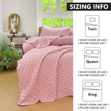 NSNLGSGC Red Gingham Twin Quilt Set, Soft Pre-Washed Microfiber Red Plaid Twin Bedspread, Lightweight Checked Summer Quilt, Grid Bedding Coverlets for All Seasons (Includes 1 Quilt, 1 Pillow Sham) NSNLGSGC
