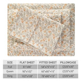 Viviland Floral Full Sheet Set - 4 Piece Vintage Light Orange Flower Patterned Bed Sheets - Soft, Breathable Microfiber Sheets with Deep Pocket, Non-Slip Fitted Sheets & Pillowcases Viviland