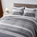KAKIJUMN Twin Quilt Bedding Set, White and Grey Patchwork Striped Quilt Set, 2 Pieces Soft Lightweight Bedspread Coverlet Set with 1 Pillow Sham(Light Grey,Twin) KAKIJUMN