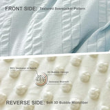 tohrisa Boho Comforter Set Twin Size Striped Pleats Bohemian Seersucker Bedding Set All Season Soft Cozy 2 Pieces Quilt with 1 Pillowcase(68"X90" Light Blue) tohrisa